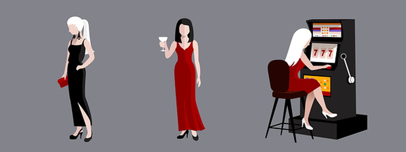 women cartoon gamblers