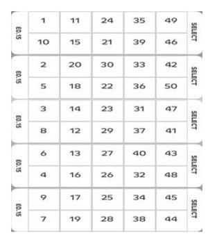 50-ball bingo sticket strip creenshot