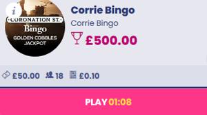 corrie bingo jackpot screenshot