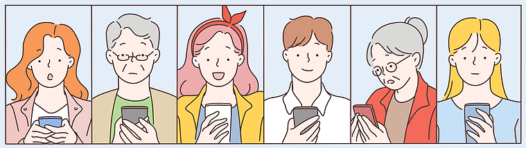 cartoon people on phones