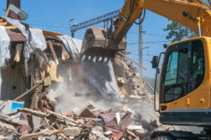 digger demolition building