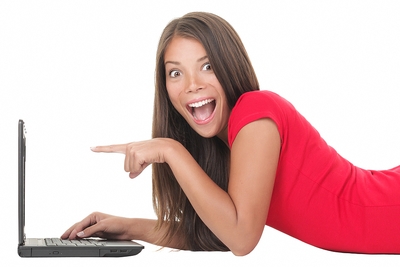 Happy Surprised Woman Online